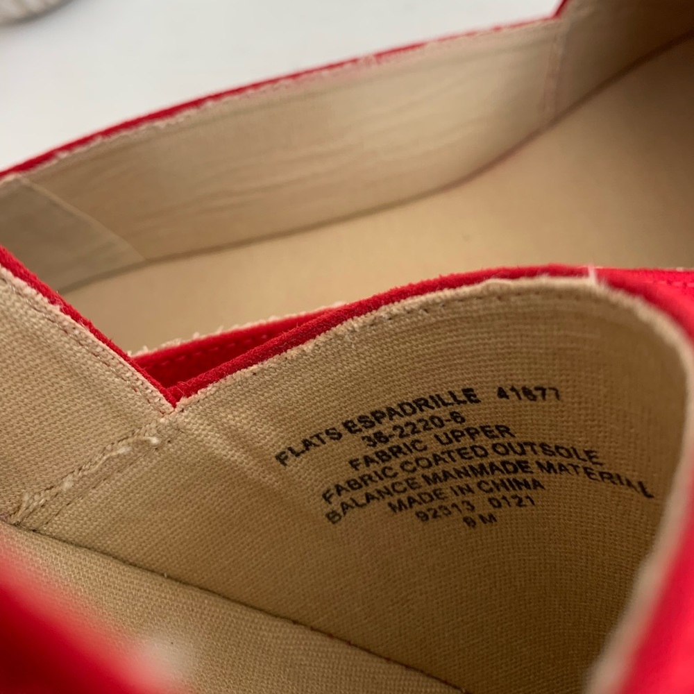NWOT Ellos Red Microsuede Espadrille Flats Woman’s 9M - Picture 9 of 10